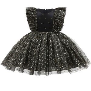 Lola + THE BOYS black rhinestone Tulle Dress